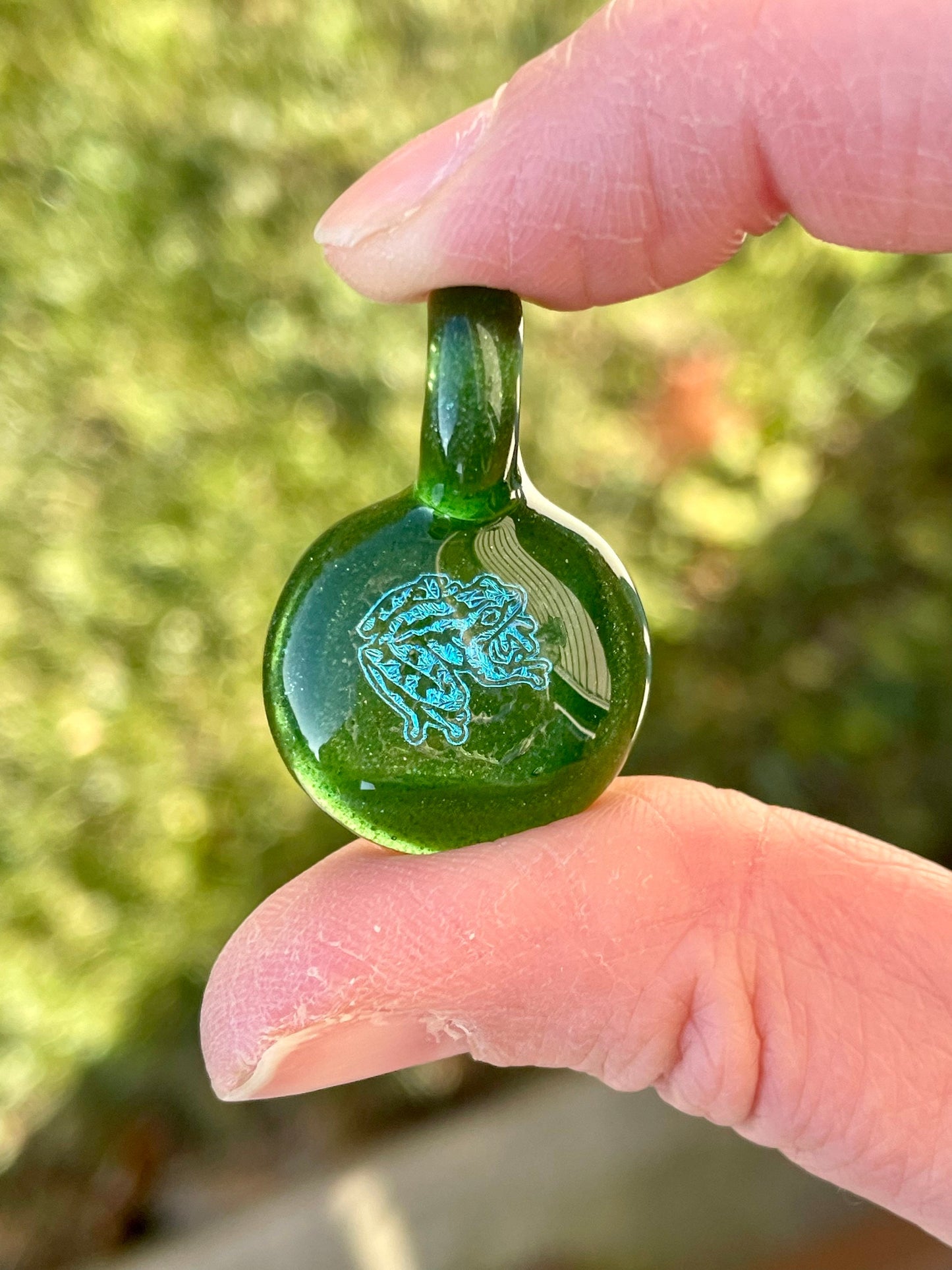 Blown Glass Pendant Necklace, Tree Frog Jewelry, Glass Frog Gift for him, birthday gift for son, Green Jewelry, Frog Gift ideas for brother