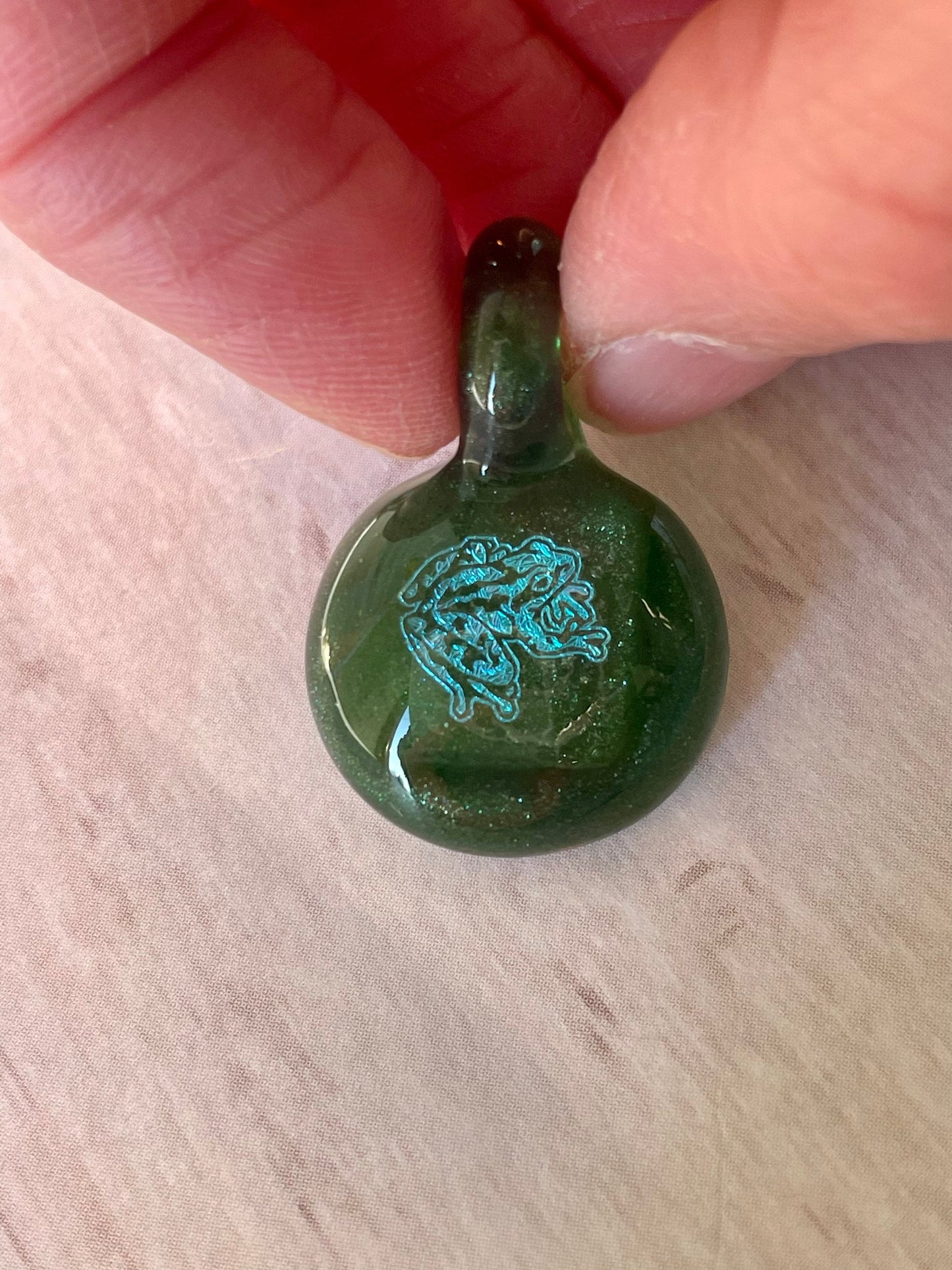 Blown Glass Pendant Necklace, Tree Frog Jewelry, Glass Frog Gift for him, birthday gift for son, Green Jewelry, Frog Gift ideas for brother