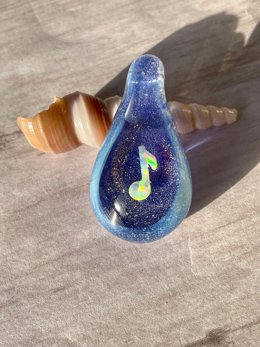 Music Note Pendant, Eighth Note Opal Glass Pendant, Music Note Necklace for Women, Birthday Gift, Musical Jewelry, Gift Idea for Music Lover