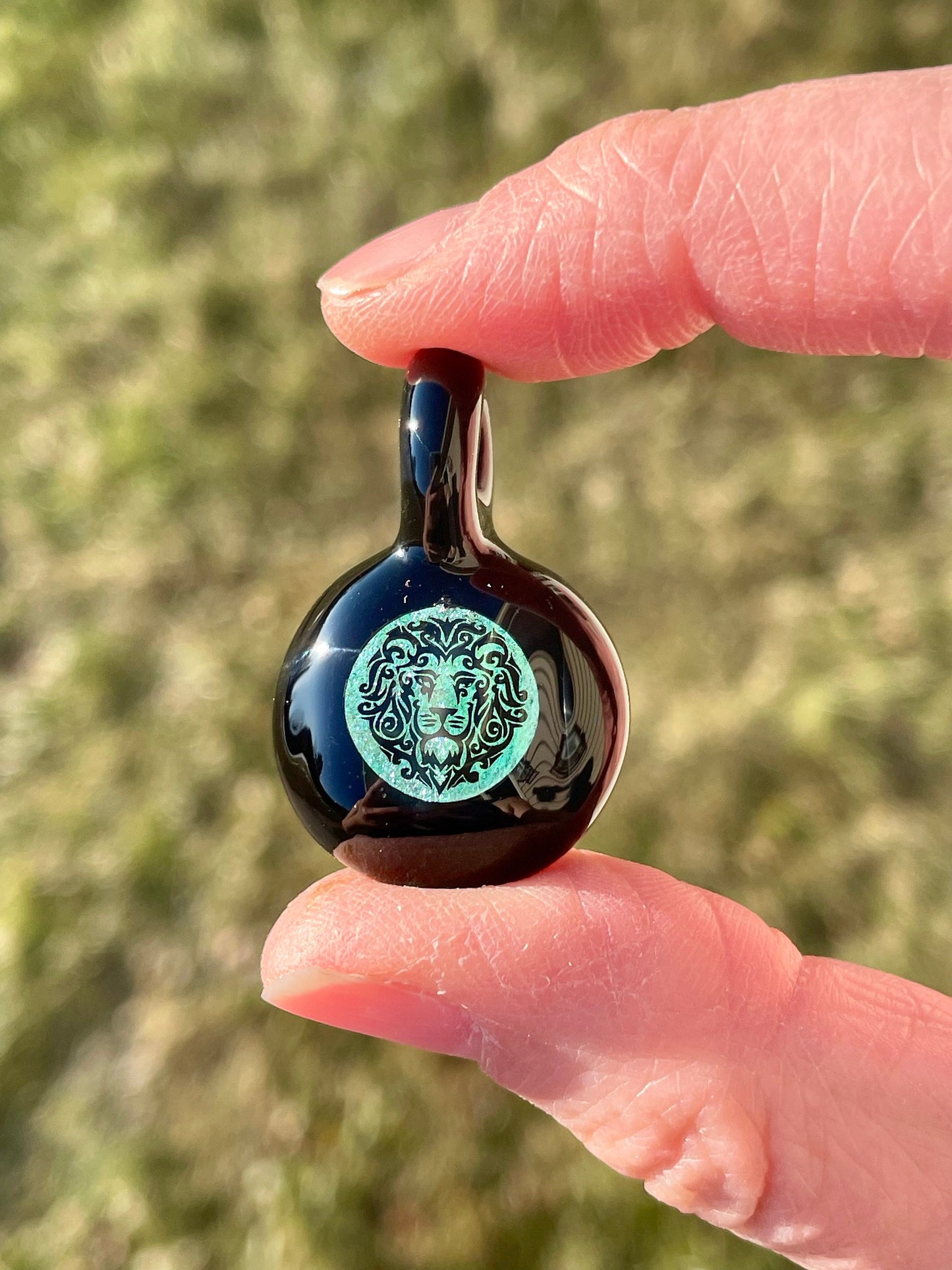 Small Glass Pendant, Lion Gift Ideas, Lion Jewelry for Men, Birthday Gift for Son, Unique Lion Necklace for Him, Handmade Lion Jewelry