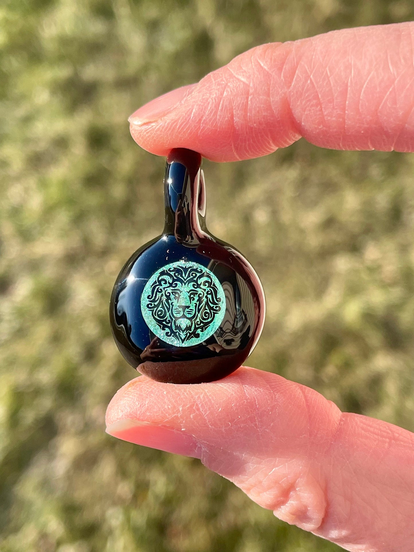 Small Glass Pendant, Lion Gift Ideas, Lion Jewelry for Men, Birthday Gift for Son, Unique Lion Necklace for Him, Handmade Lion Jewelry