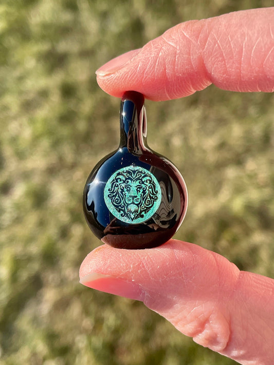 Small Glass Pendant, Lion Gift Ideas, Lion Jewelry for Men, Birthday Gift for Son, Unique Lion Necklace for Him, Handmade Lion Jewelry
