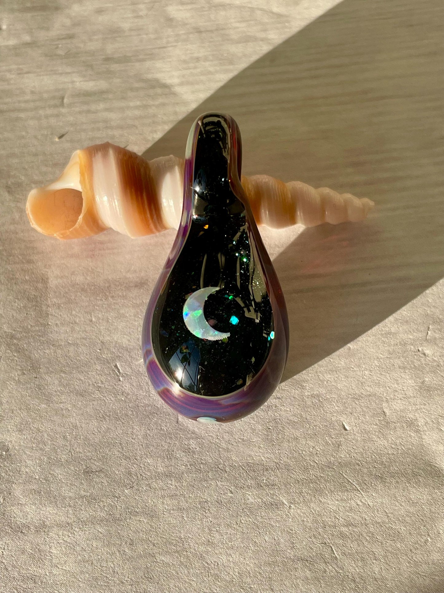 Moon Crystal Pendant, Moon Opal Necklace for Women, Small Glass Space Pendant, Moon Necklace Birthday Gift for her, Mothers Day Gift Idea