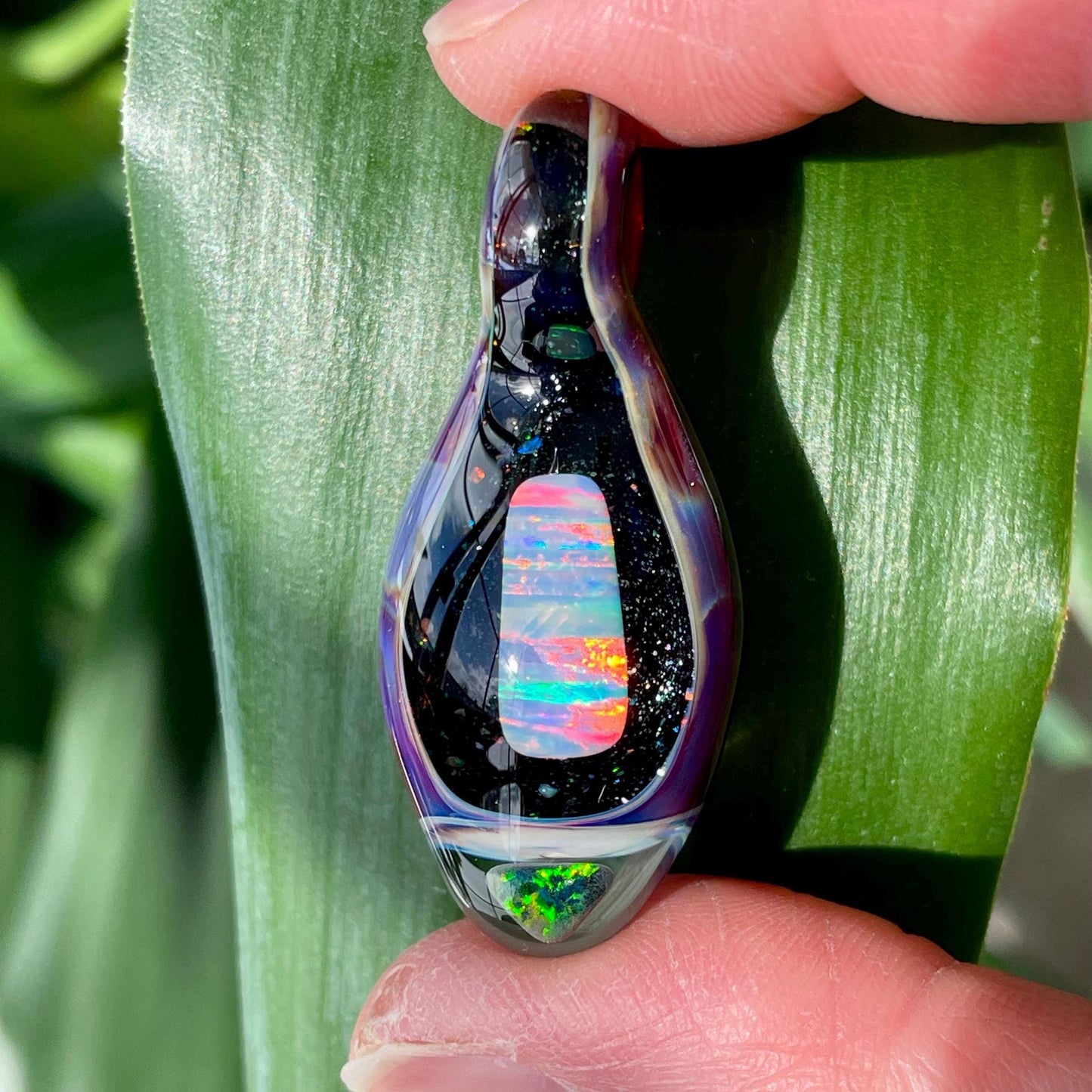 Handmade Glass Opal Pendant Necklace, One of a Kind Opal Pendant, Gemstone Jewelry, Anniversary Gift, Birthday Gift, Mothers Day Gift Idea