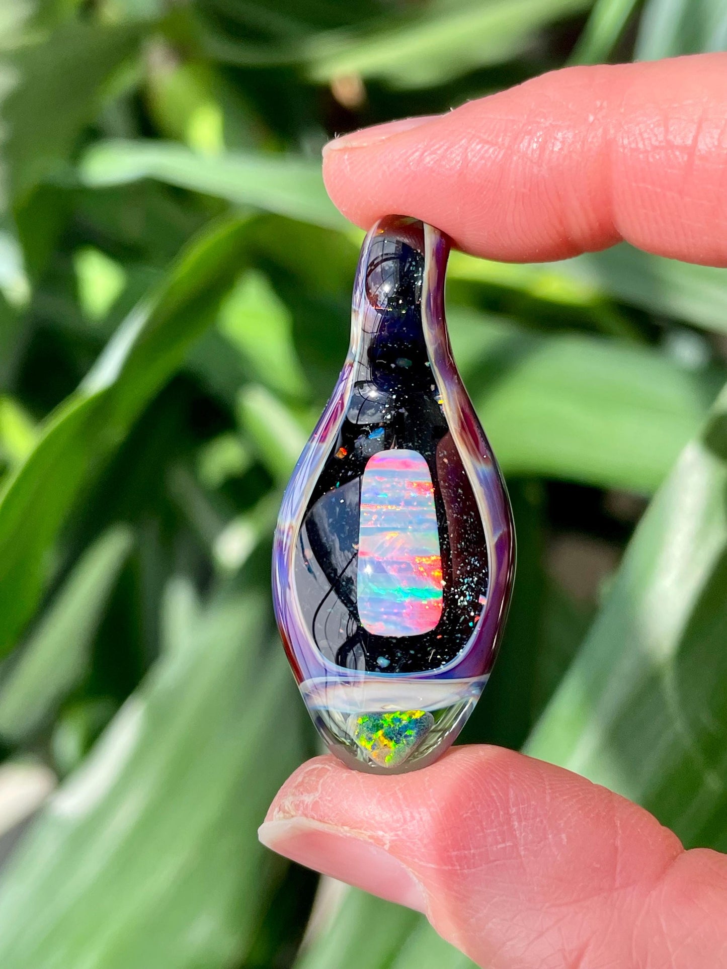 Handmade Glass Opal Pendant Necklace, One of a Kind Opal Pendant, Gemstone Jewelry, Anniversary Gift, Birthday Gift, Mothers Day Gift Idea