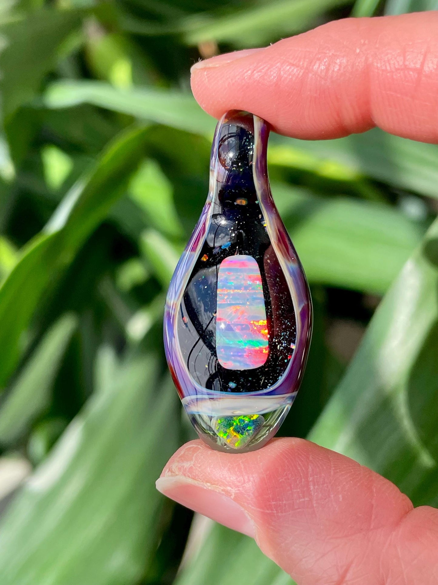 Handmade Glass Opal Pendant Necklace, One of a Kind Opal Pendant, Gemstone Jewelry, Anniversary Gift, Birthday Gift, Mothers Day Gift Idea